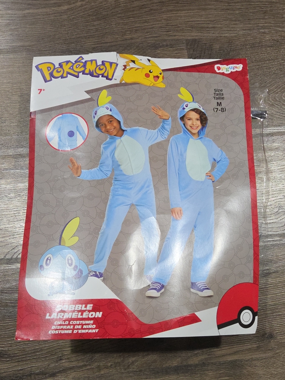 Pokemon Sobble Light Blue Kids Onesie Costume with Pale Belly